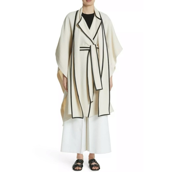 ROSETTA GETTY Cotton Wool Leather Scarf Cape Topper Coat Jacket S,M,L - Picture 4 of 13